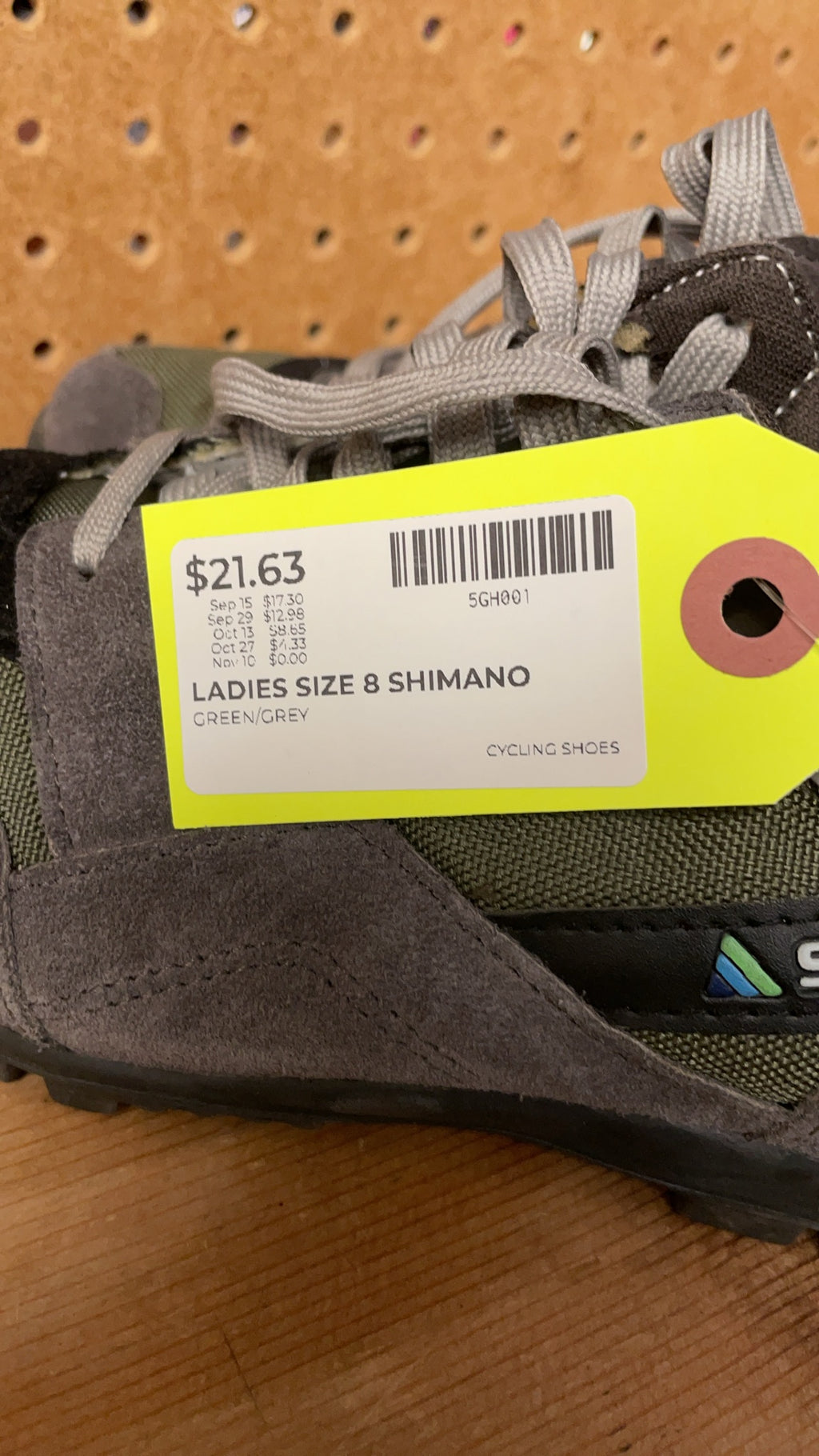 Shimano Cycling Shoes Ladies Size 8 Green/Grey