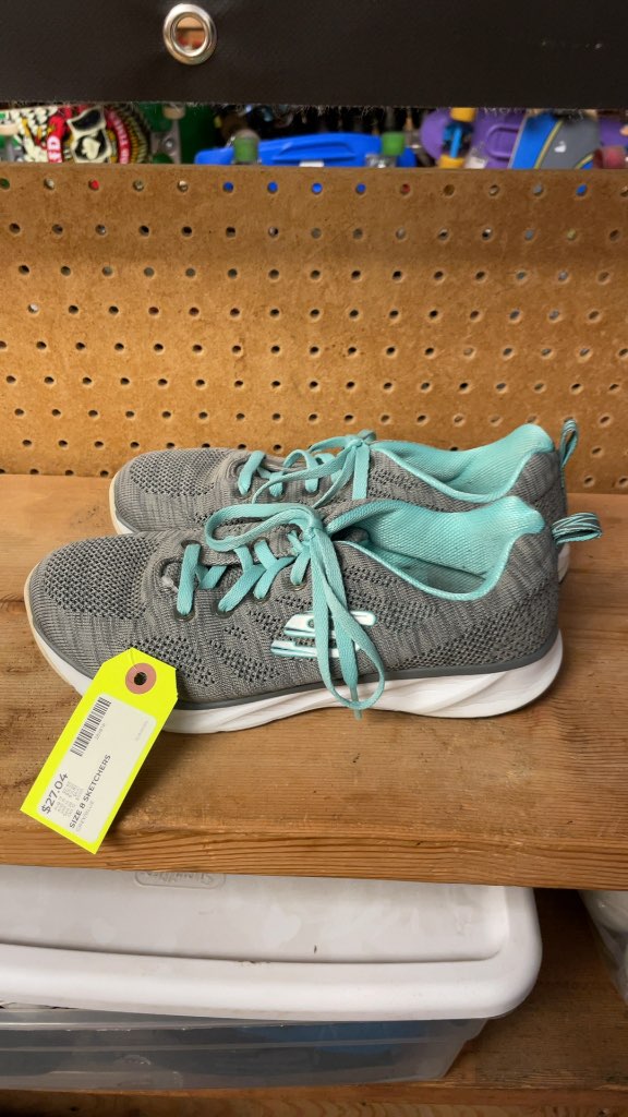 Skechers Grey/Blue Running Shoes - Size 8