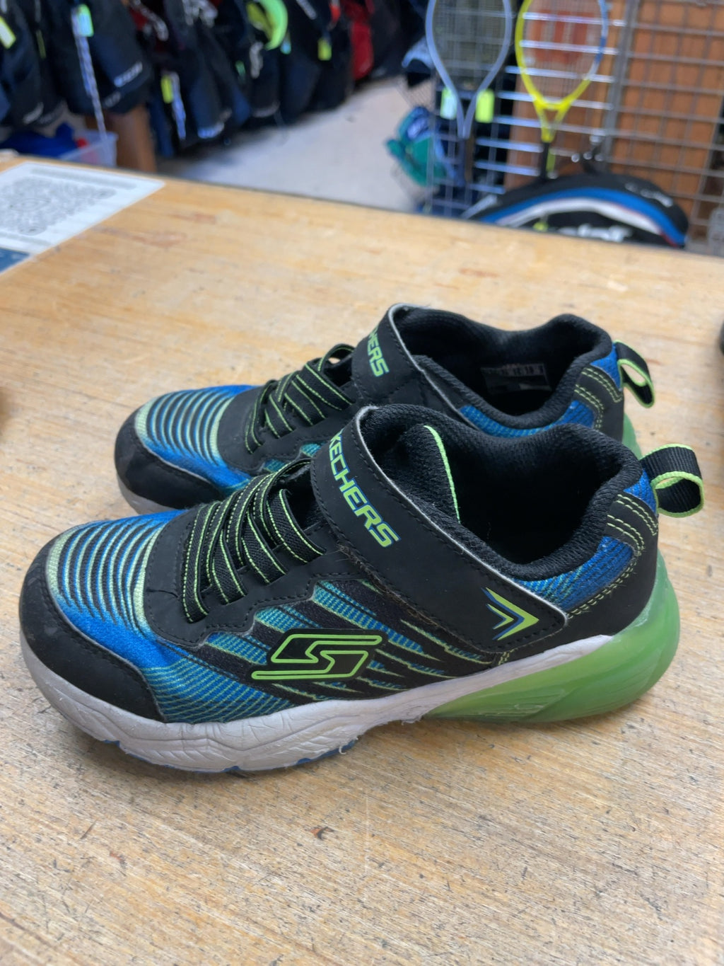 Skechers Runners Size 13C Black/Blue/Lime