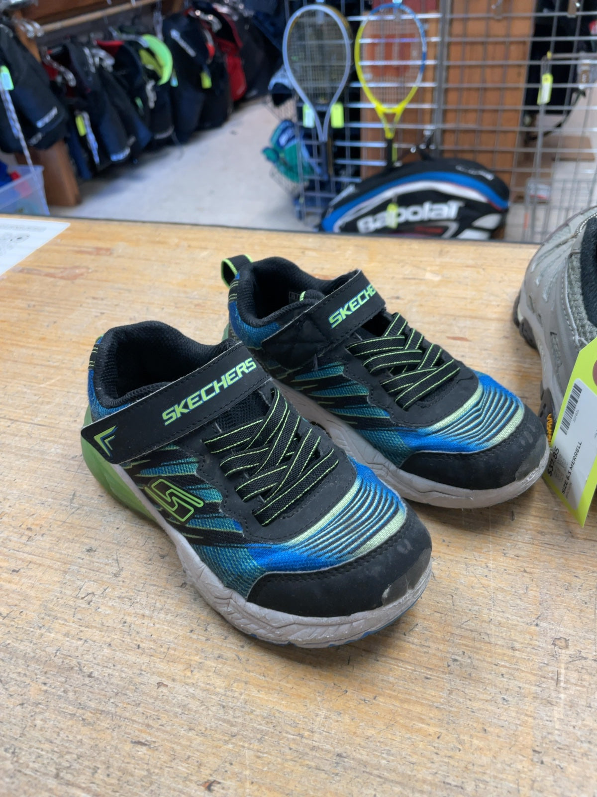 Skechers Runners Size 13C Black/Blue/Lime