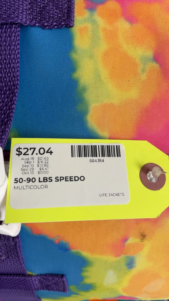 Speedo Youth Life Jacket 50-90 lbs Multicolor Tie-Dye