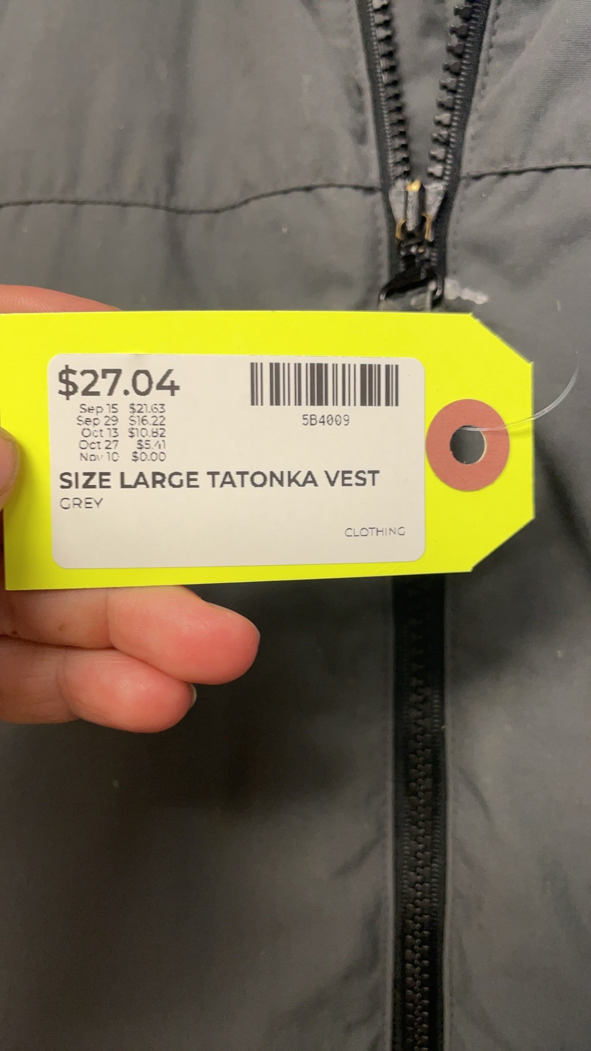 Tatonka Puffer Vest Size Large Grey