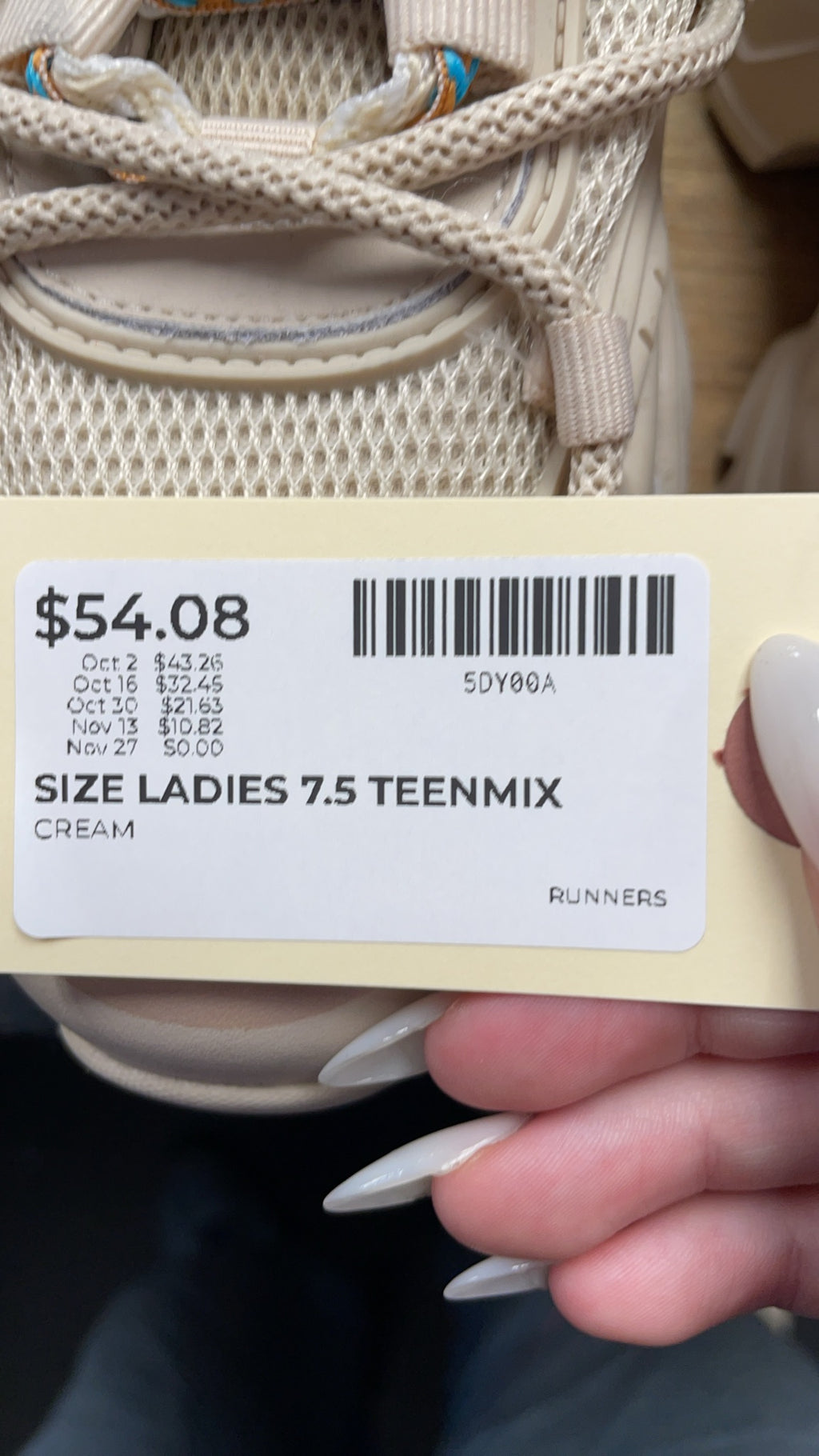 Teenmix Runners Ladies 7.5 Cream Chunky Sneakers
