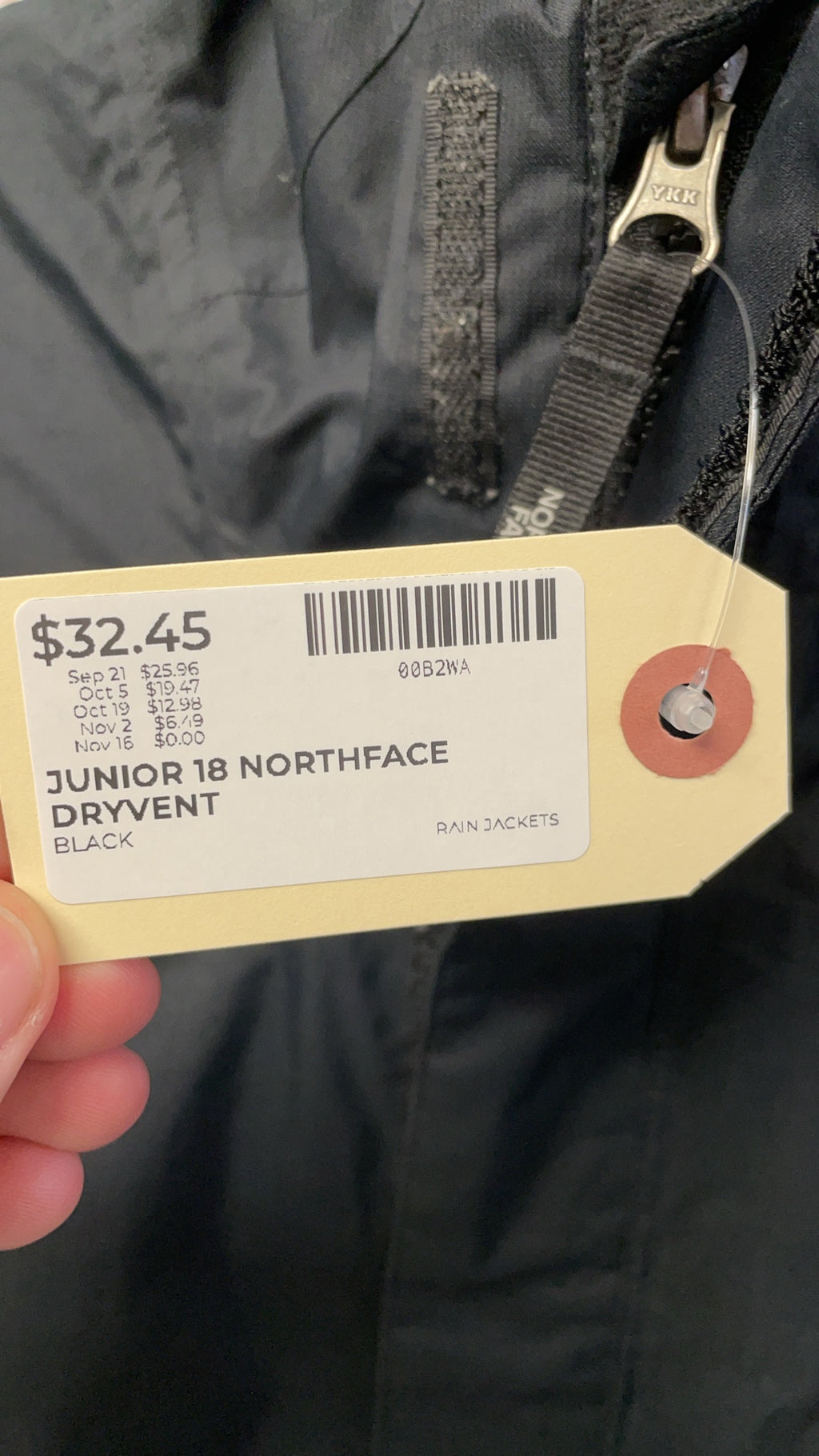 The North Face DryVent Rain Jacket Girl's XL (18) Black