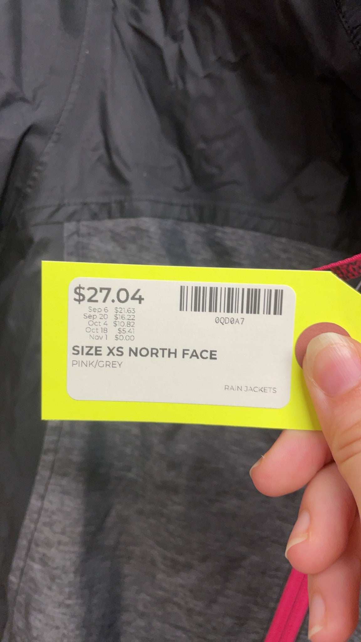 The North Face Pink and Grey Rain Jacket - Size XS