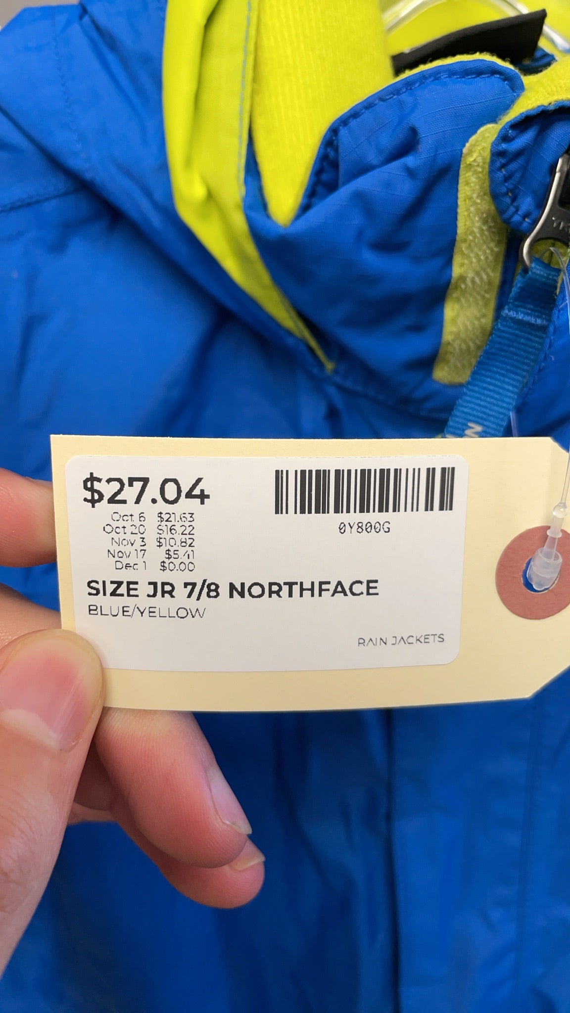 The North Face Rain Jacket JR 7/8 Blue/Yellow