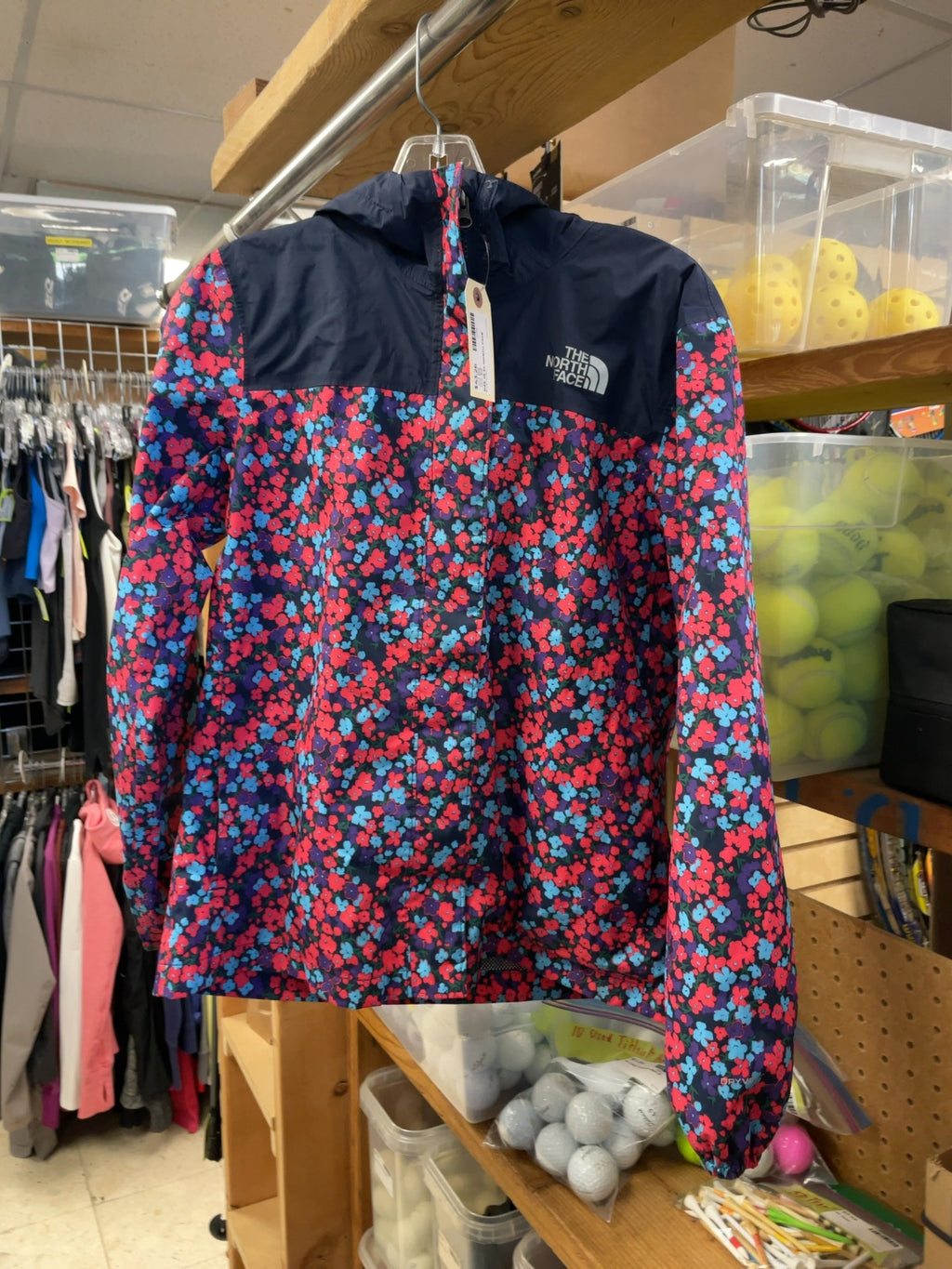 The North Face Rain Jacket JR XL Blue Floral