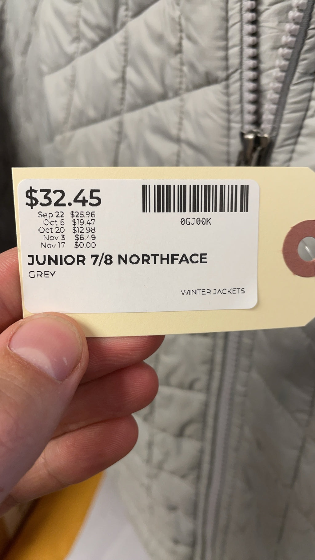 The North Face Thermoball Junior 7/8 Grey Quilted Jacket
