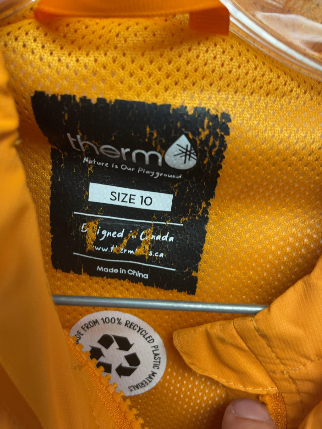 Therm Rain Jacket Size 10 Orange