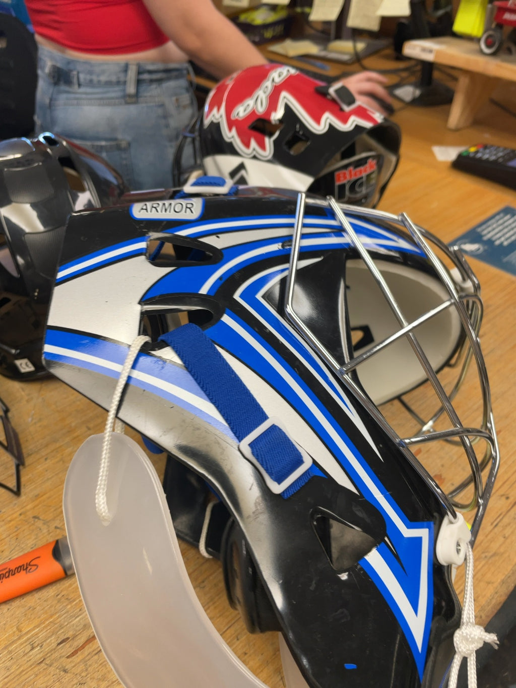 TPS Armor Goalie Helmet Black/Blue