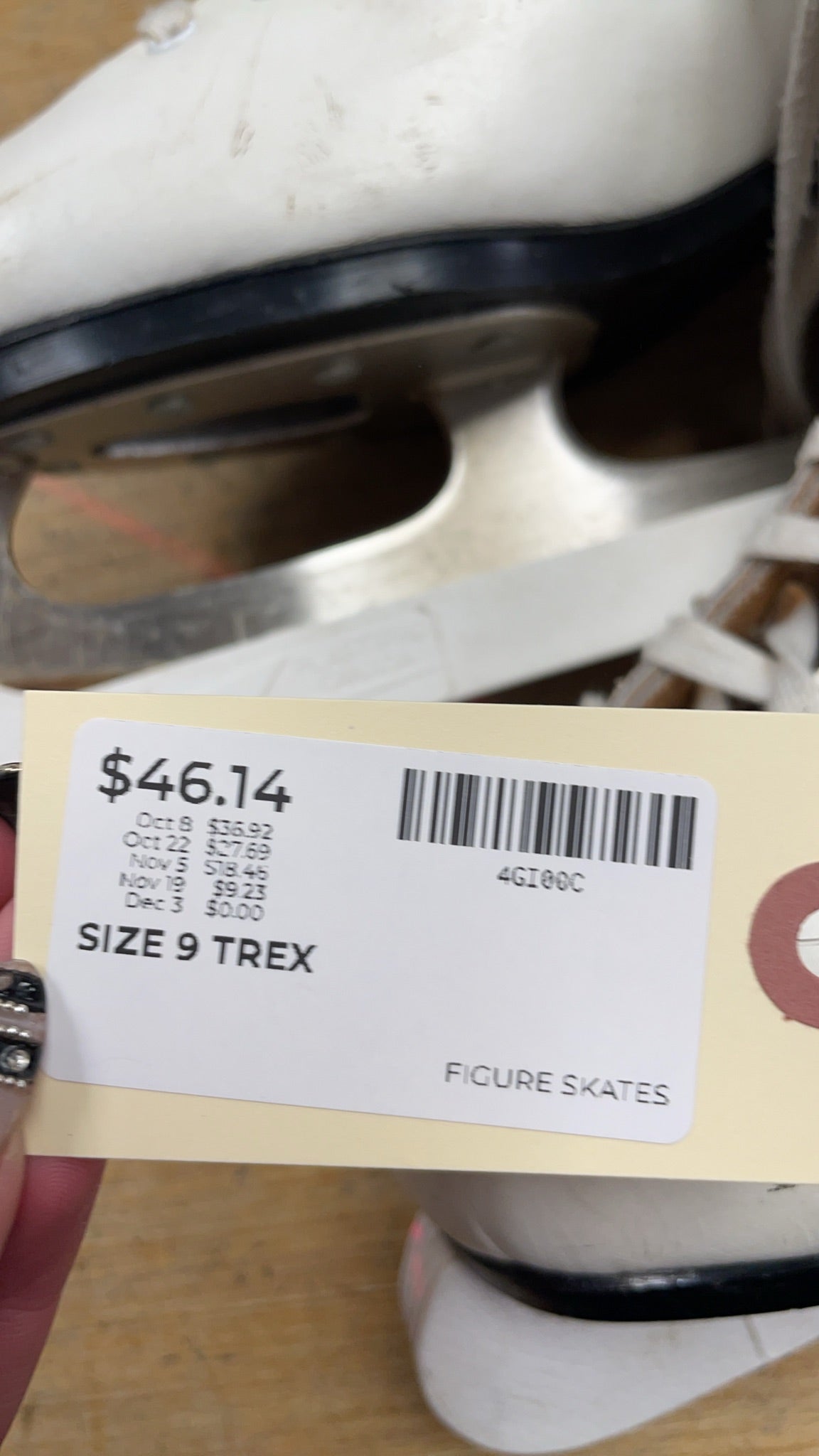 Trex Figure Skates Size 9 White