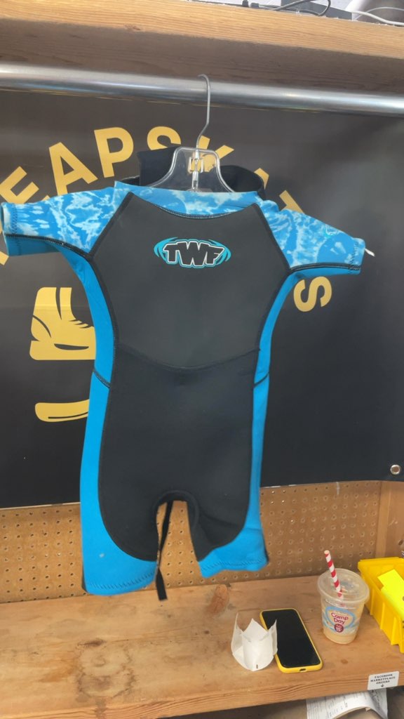 TWF Kids' Shorty Wetsuit - Black/Blue - Size 3-4J