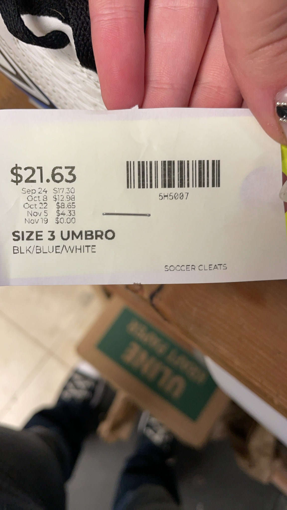 Umbro Soccer Cleats Size 3 Black/Blue/White