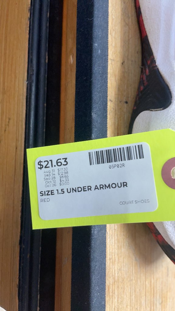 Under Armour Size 1.5 Red Court Shoes