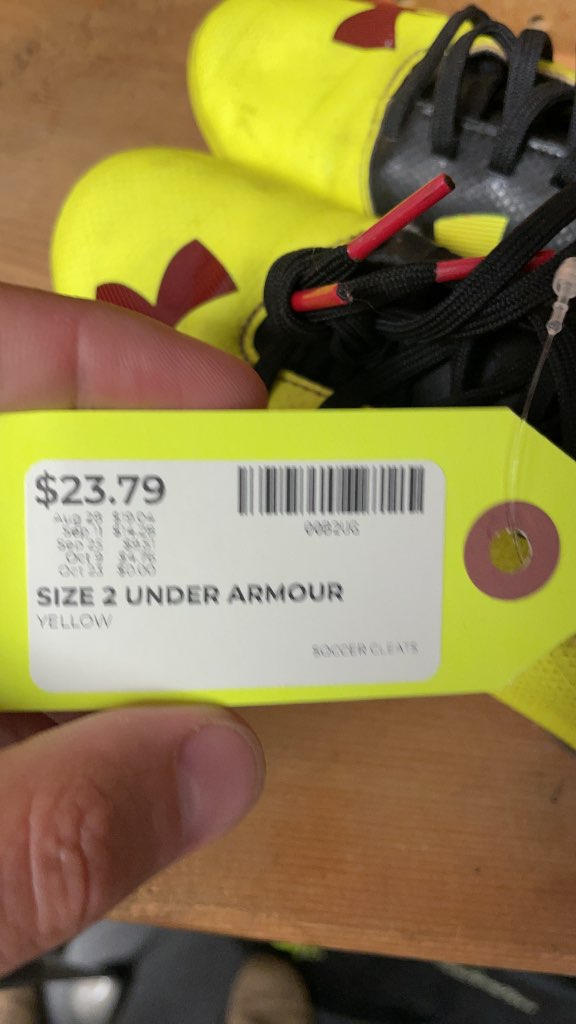 Under Armour Soccer Cleats Size 2 Yellow