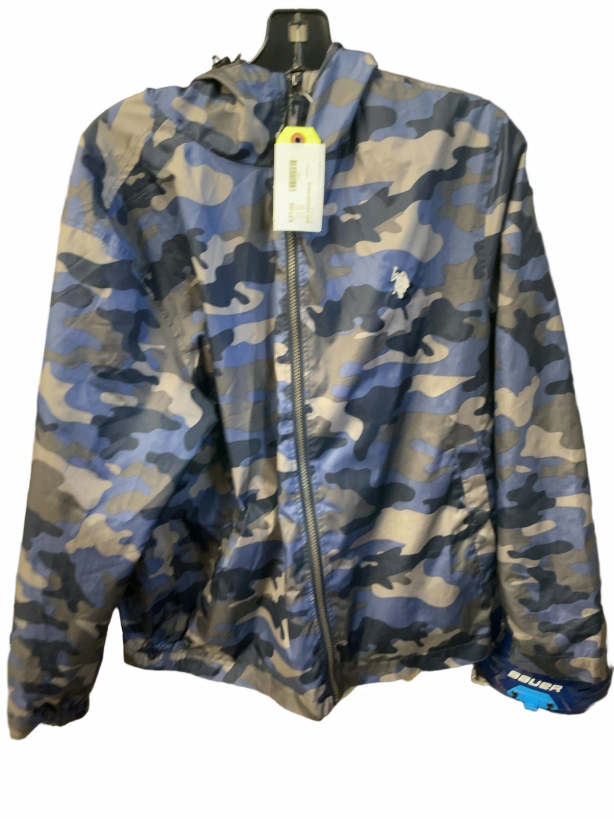 U.S. Polo Assn. Blue Camo Rain Jacket Medium