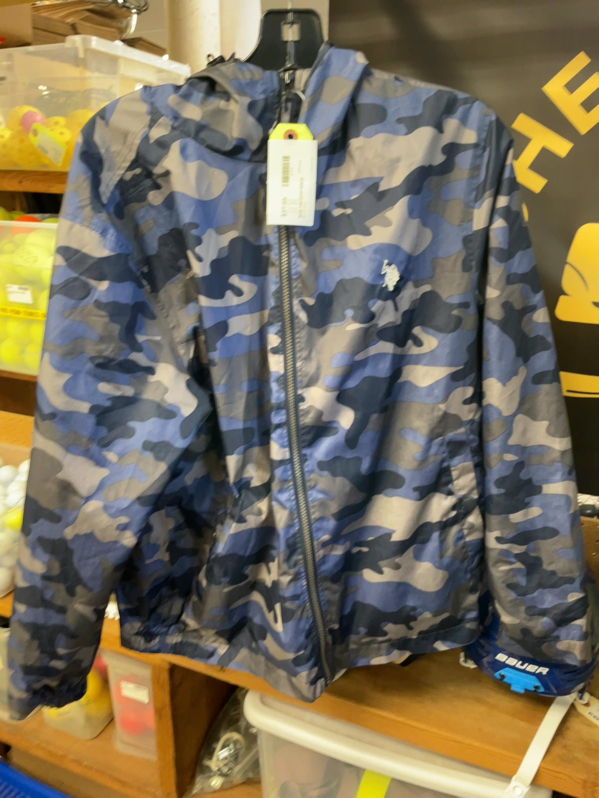 U.S. Polo Assn. Blue Camo Rain Jacket Medium