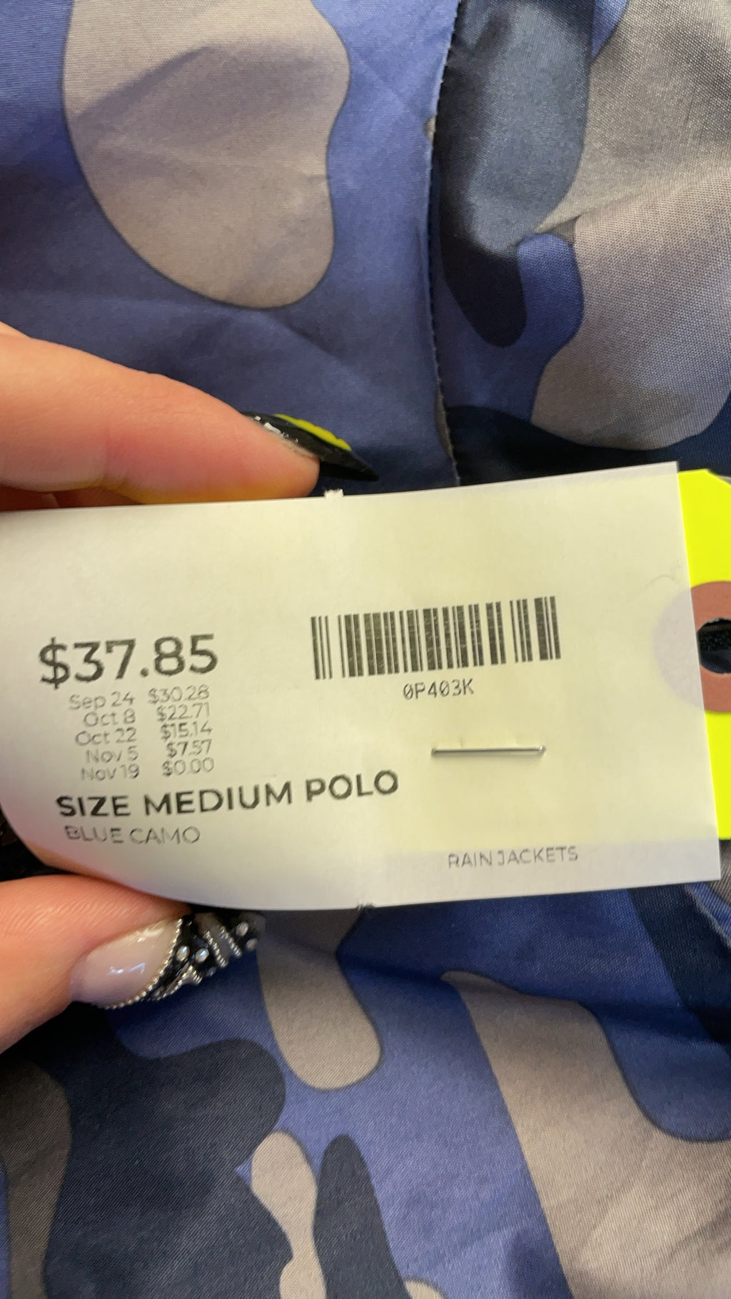 U.S. Polo Assn. Blue Camo Rain Jacket Medium
