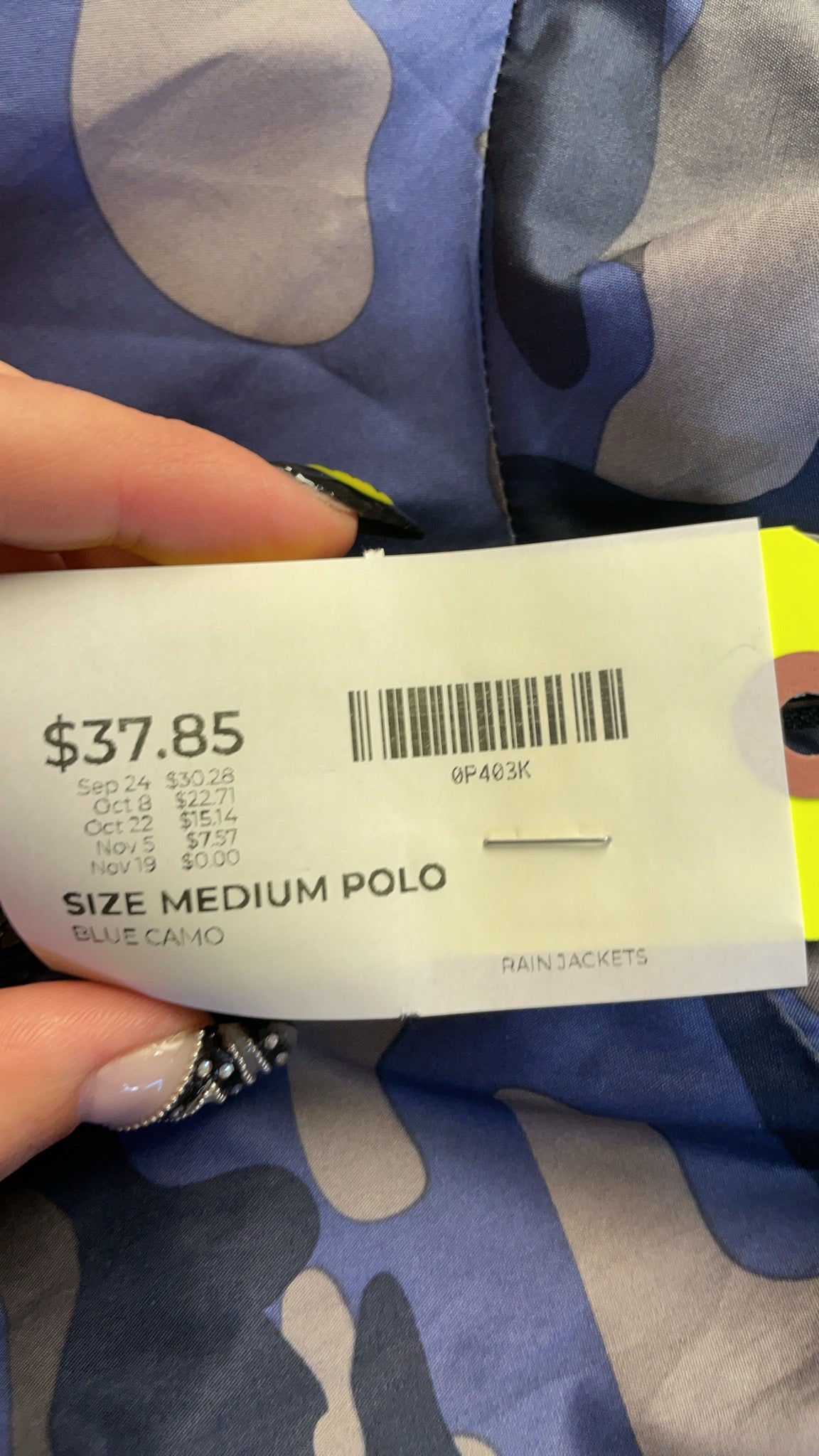 U.S. Polo Assn. Blue Camo Rain Jacket Medium