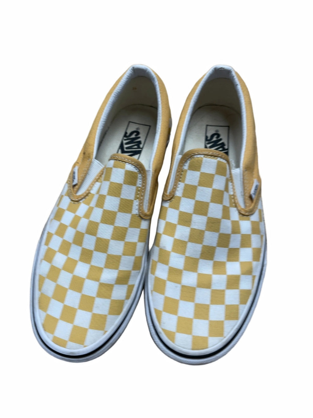 Vans Checkerboard Slip-On Sneakers - Yellow/White - Size 8