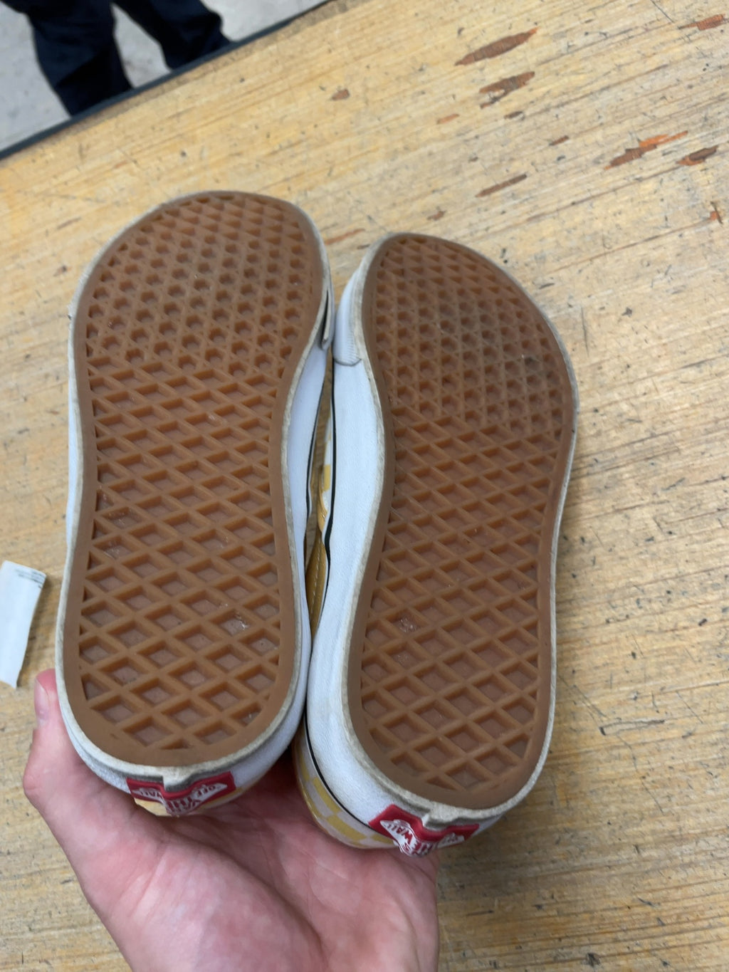 Vans Checkerboard Slip-On Sneakers - Yellow/White - Size 8