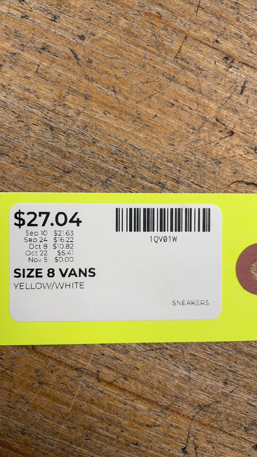 Vans Checkerboard Slip-On Sneakers - Yellow/White - Size 8