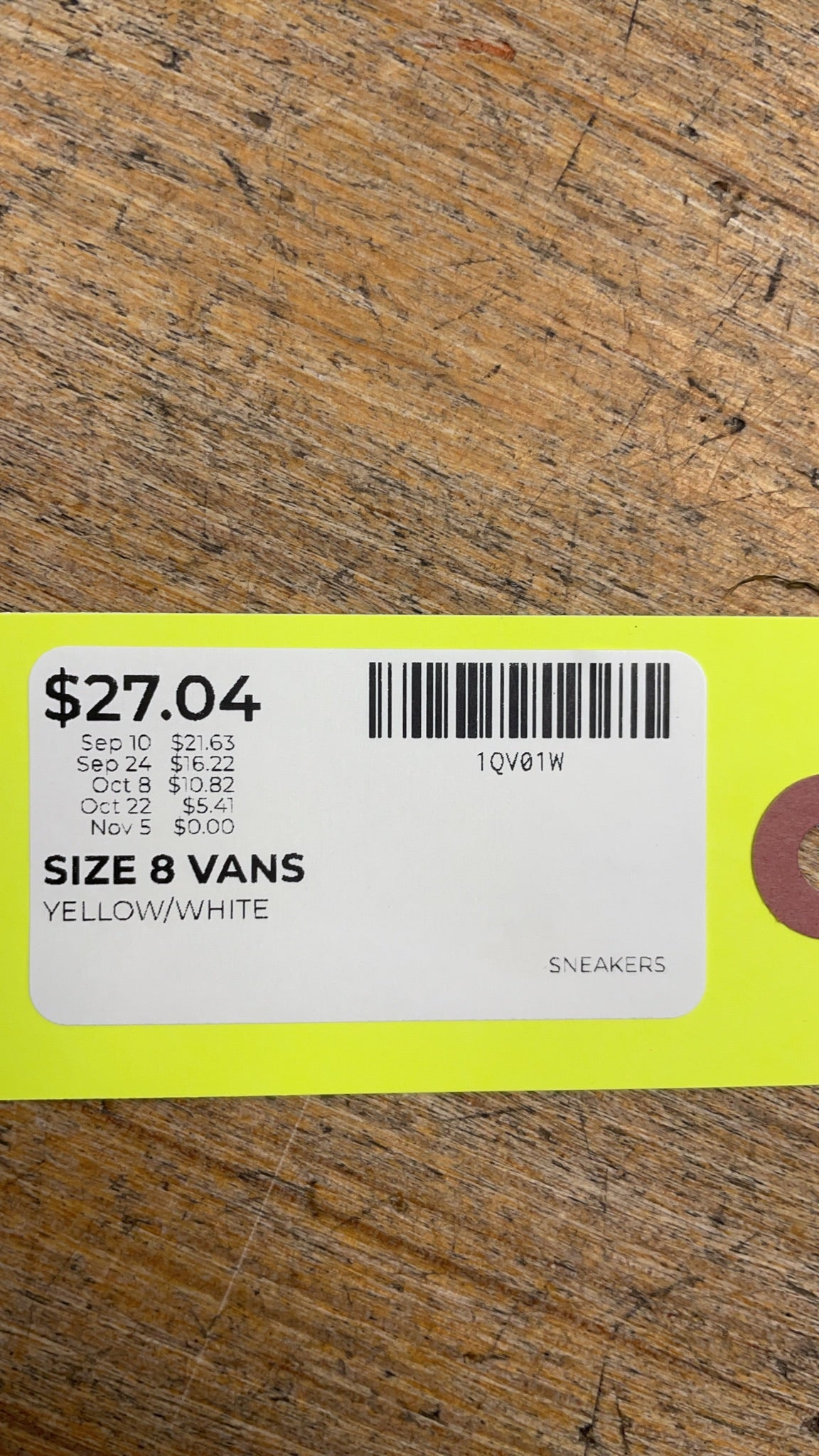 Vans Checkerboard Slip-On Sneakers - Yellow/White - Size 8