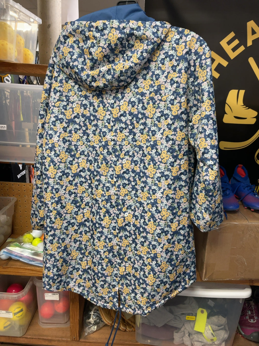 Vans Rain Jacket Size Medium Blue Floral