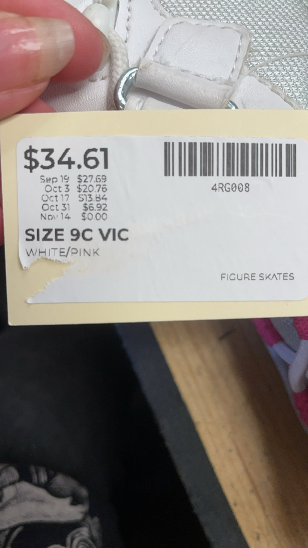 VIC Figure Skates Size 9C White/Pink