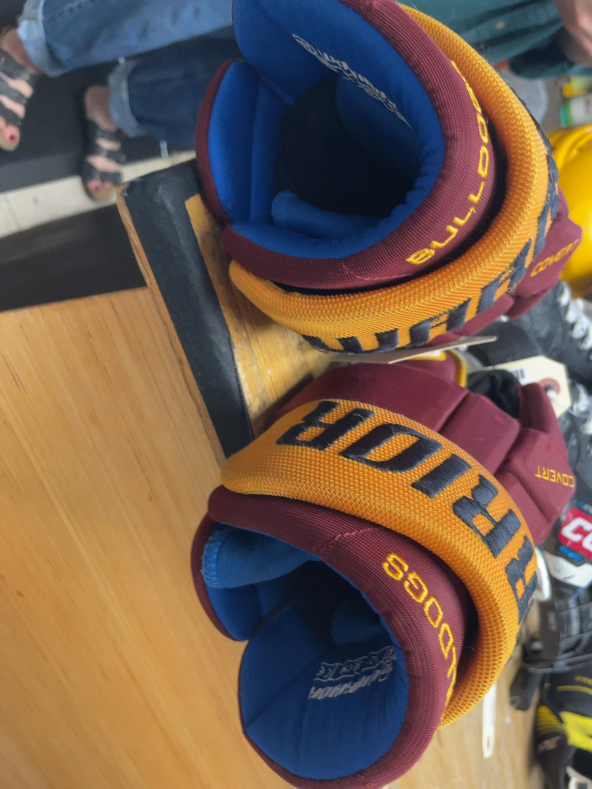 Warrior Covert 11" Junior Hockey Gloves Bulldogs Maroon/Yellow