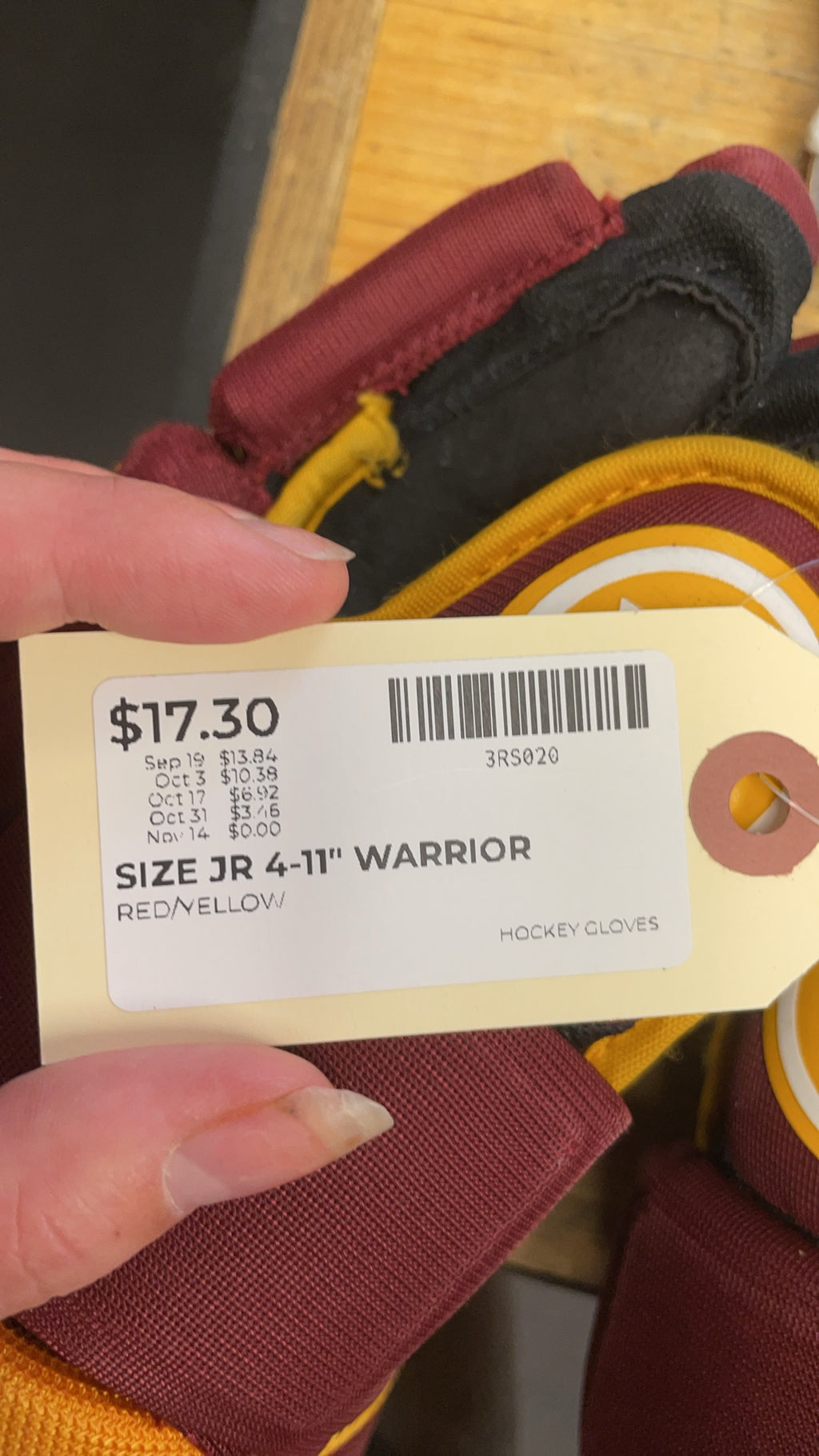 Warrior Covert 11" Junior Hockey Gloves Bulldogs Maroon/Yellow