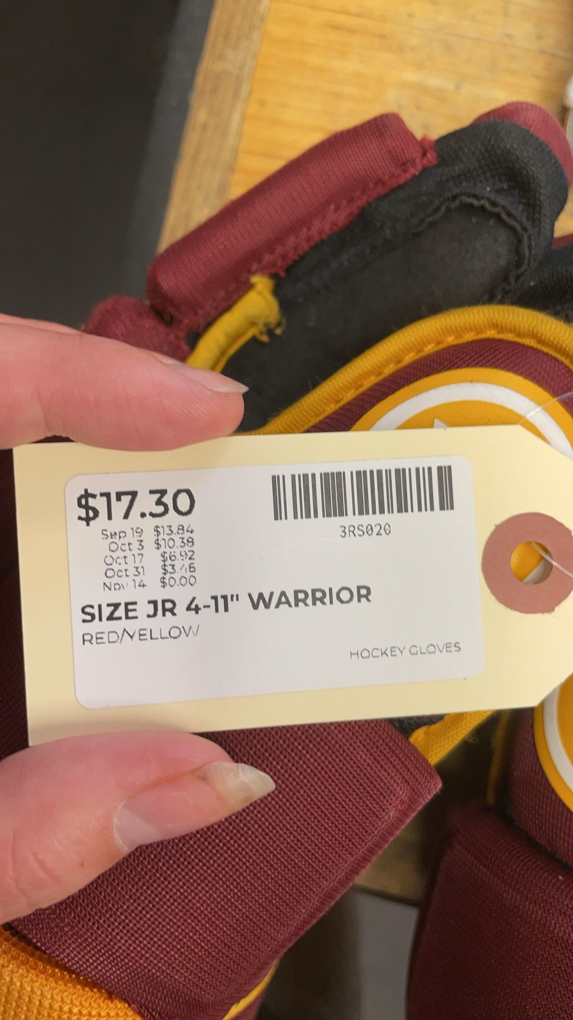 Warrior Covert 11" Junior Hockey Gloves Bulldogs Maroon/Yellow