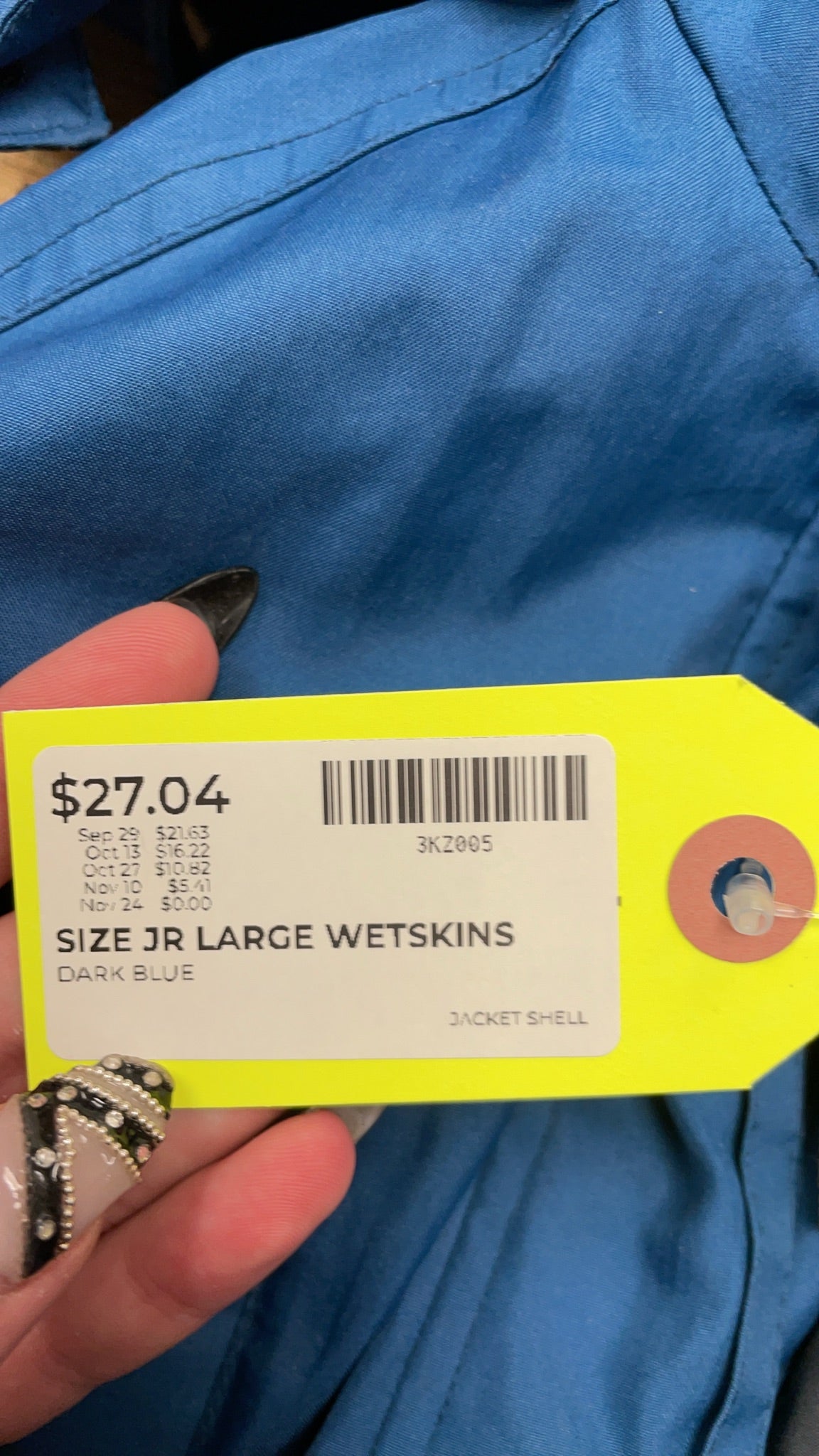 Wetskins Jacket Shell JR LARGE Dark Blue