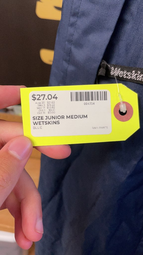 Wetskins Junior Medium Blue Rain Pants
