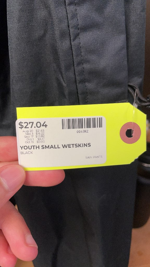 Wetskins Youth Small Rain Pants - Black