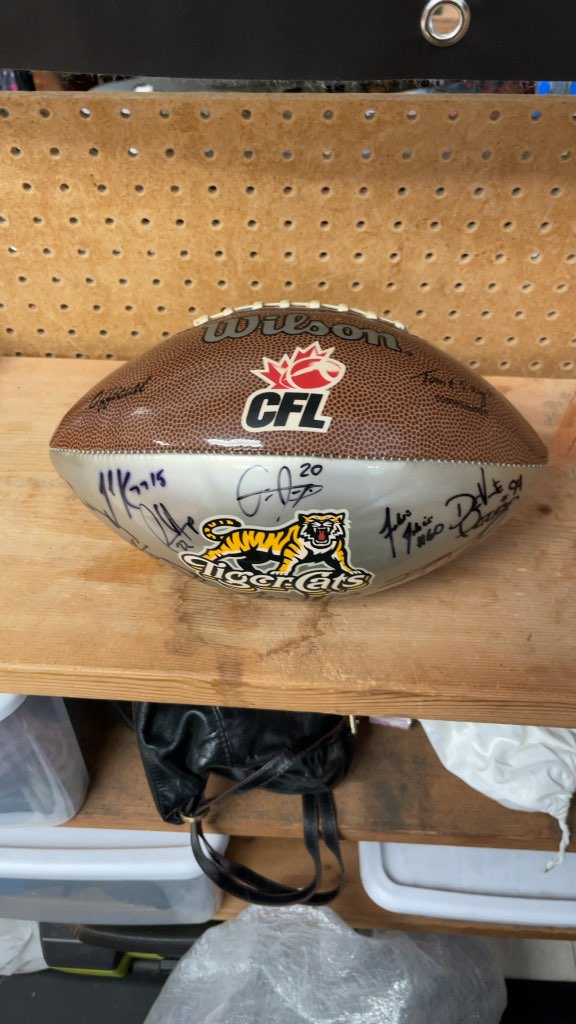 Wilson CFL Hamilton Tiger-Cats Autographed Football - Silver/Brown