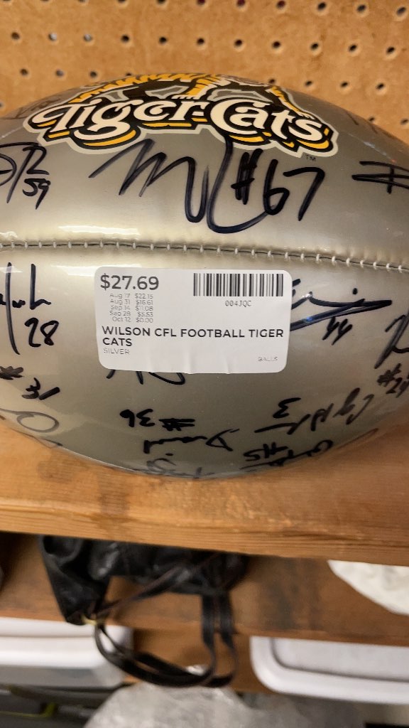 Wilson CFL Hamilton Tiger-Cats Autographed Football - Silver/Brown