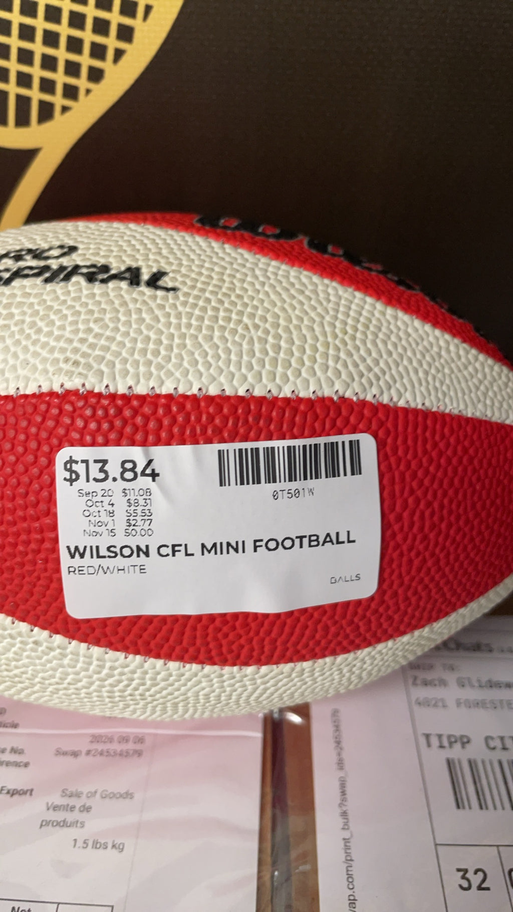 Wilson CFL Pro Spiral Mini Football