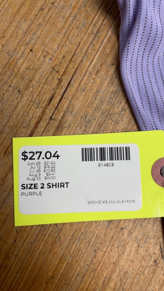 Women's Lululemon Purple Short Sleeve Athletic Shirt - Size 2