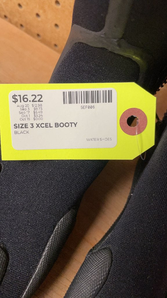 Xcel Water Booties Size 3