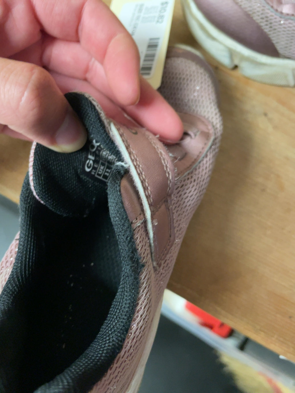 Geox Pink Sparkle Velcro Sneakers Size 11C