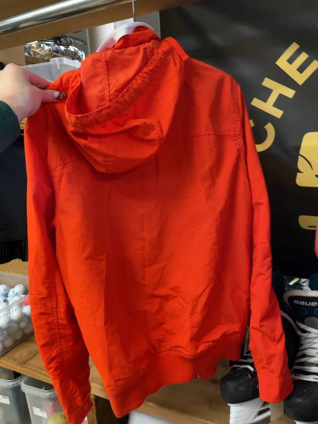 Tommy Hilfiger Size M Hooded Rain Jacket Orange