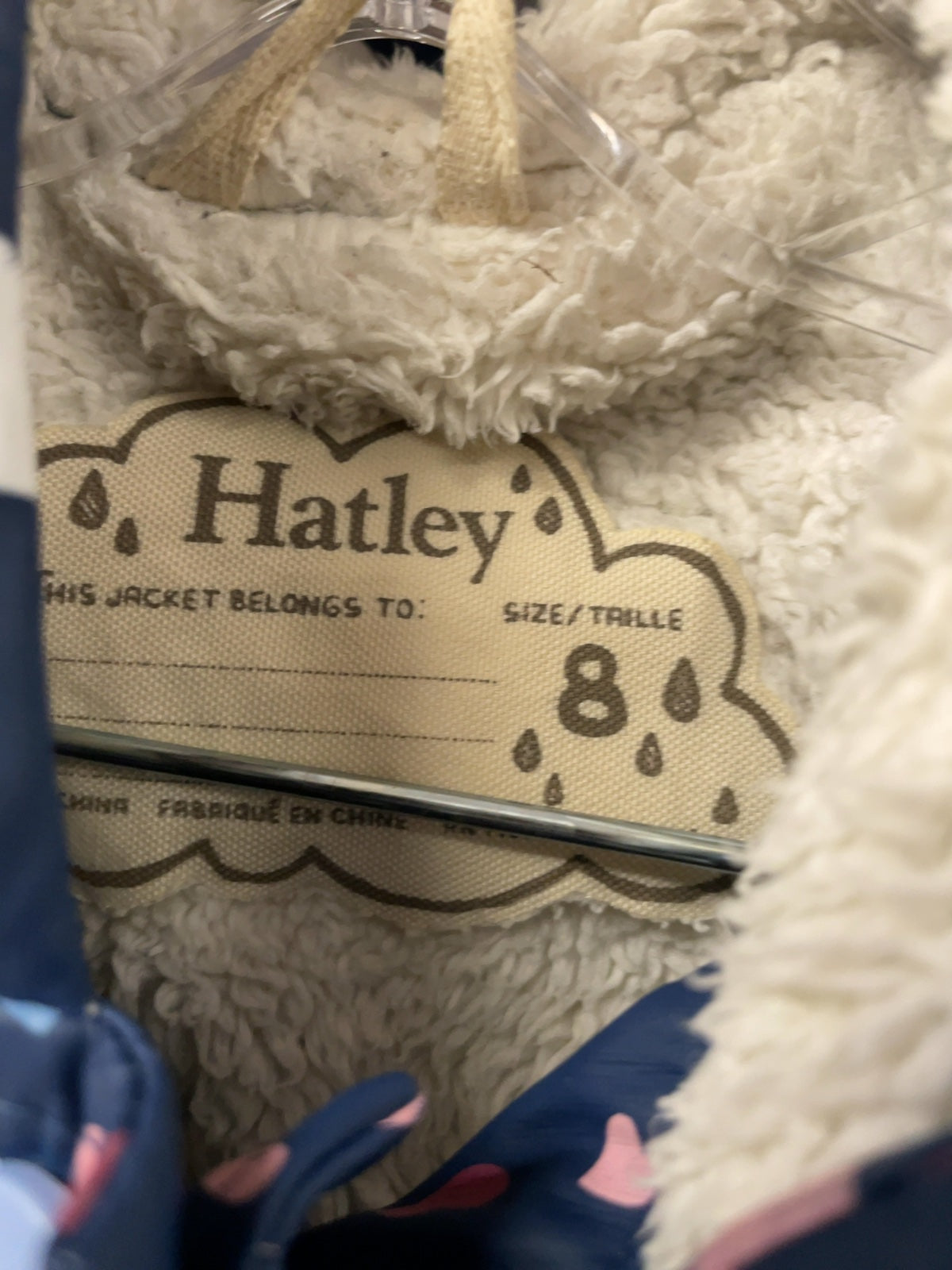 Hatley Girls Size 8 Fleece-Lined Rain Jacket Hearts