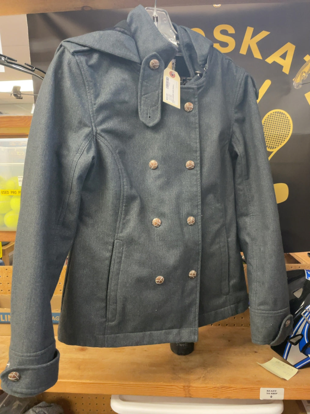Orb Hooded Double-Breasted Rain Jacket Size S