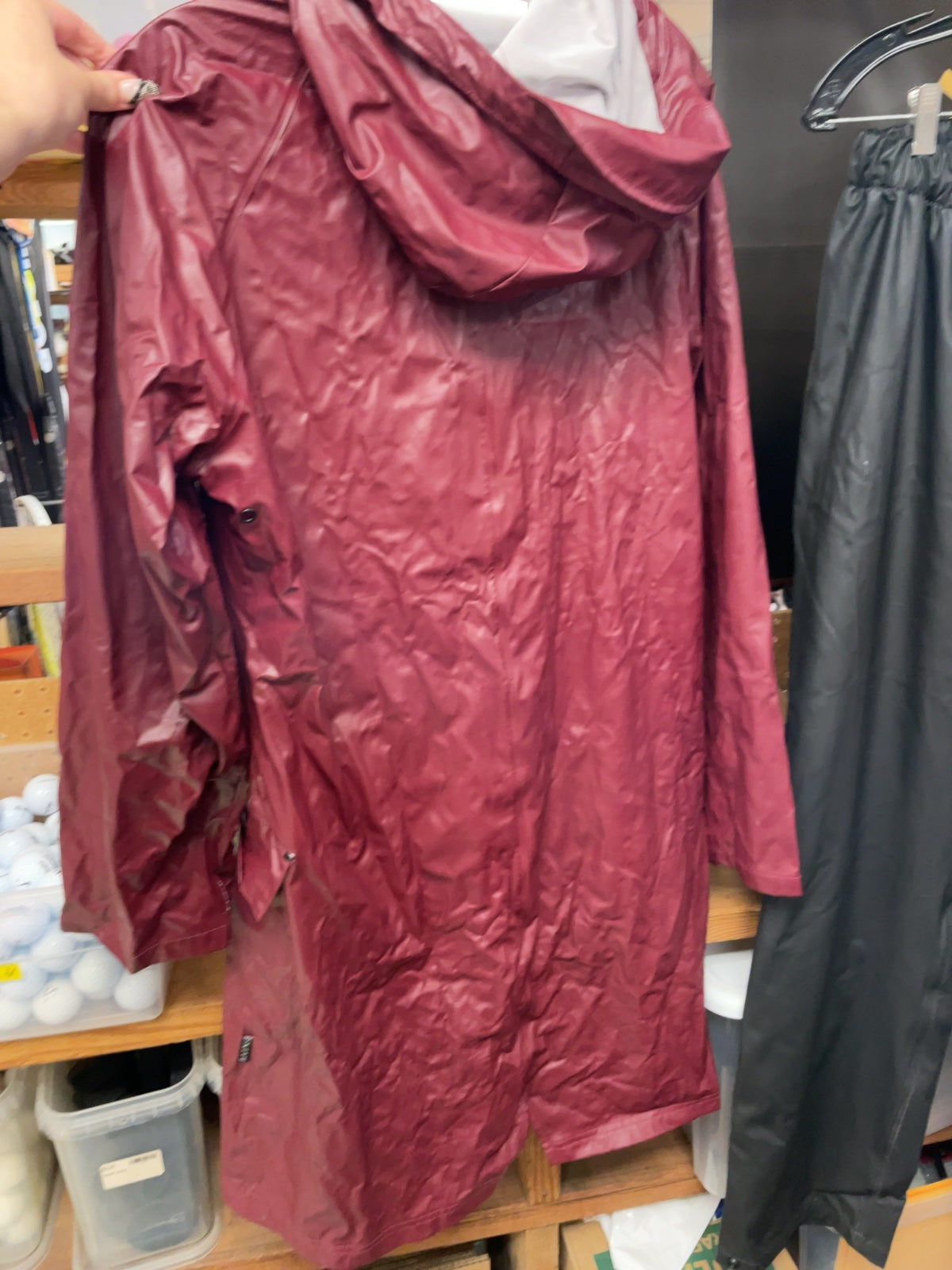 Rains Waterproof Long Rain Jacket Size L/XL Burgundy