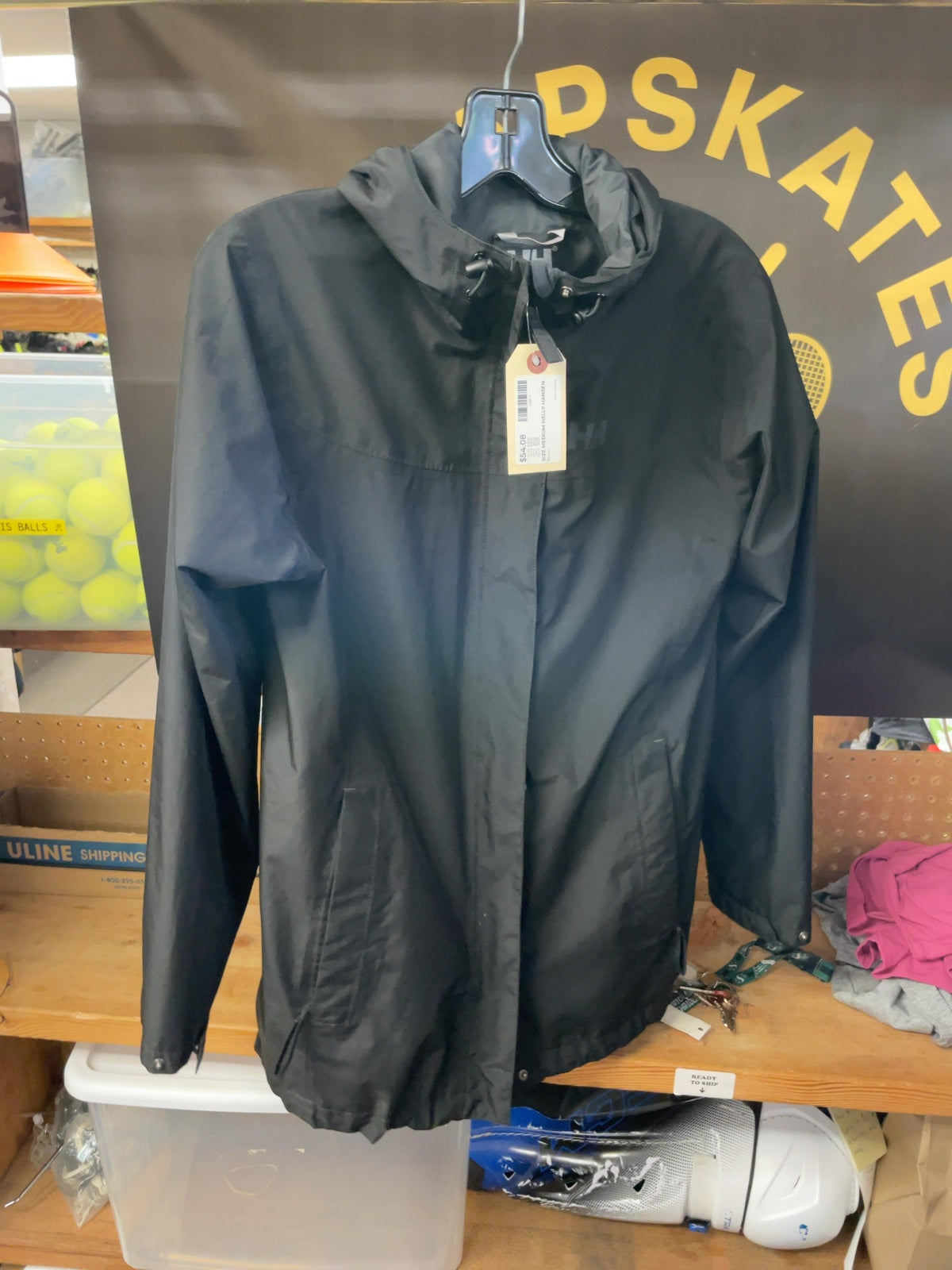 Helly Hansen Hooded Rain Jacket Size M Black