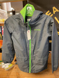 Columbia Hooded Rain Jacket Youth M (10/12) Grey/Green