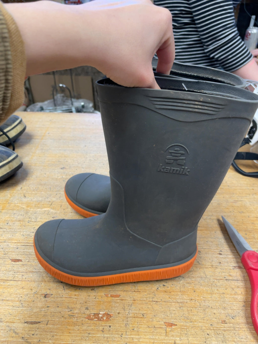 Kamik Rain Boots Size 13C Grey/Orange