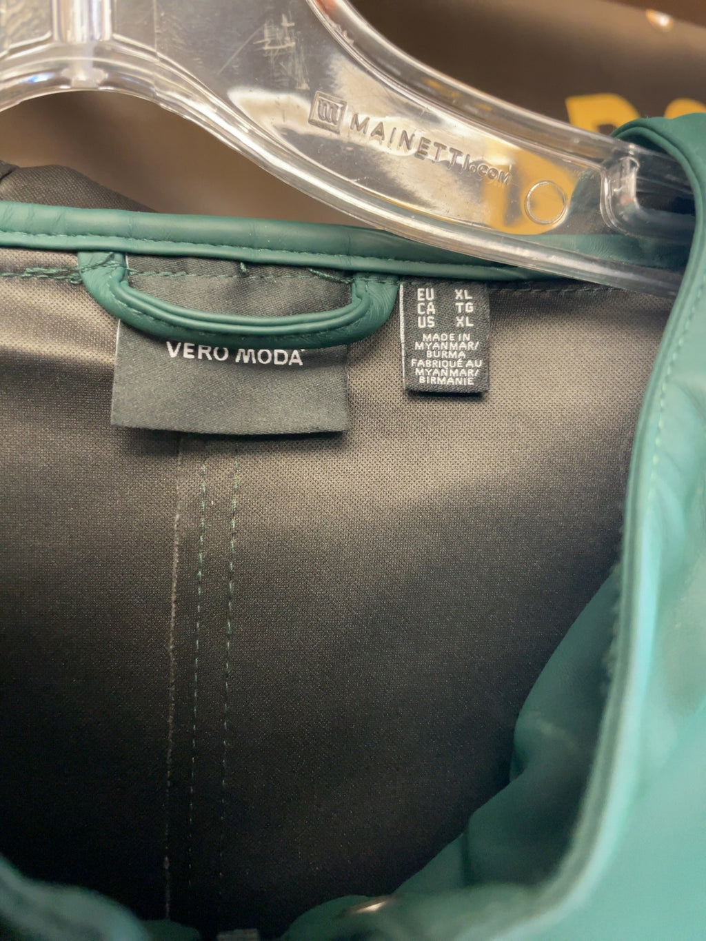 Vero Moda Hooded Rain Jacket Size XL Green