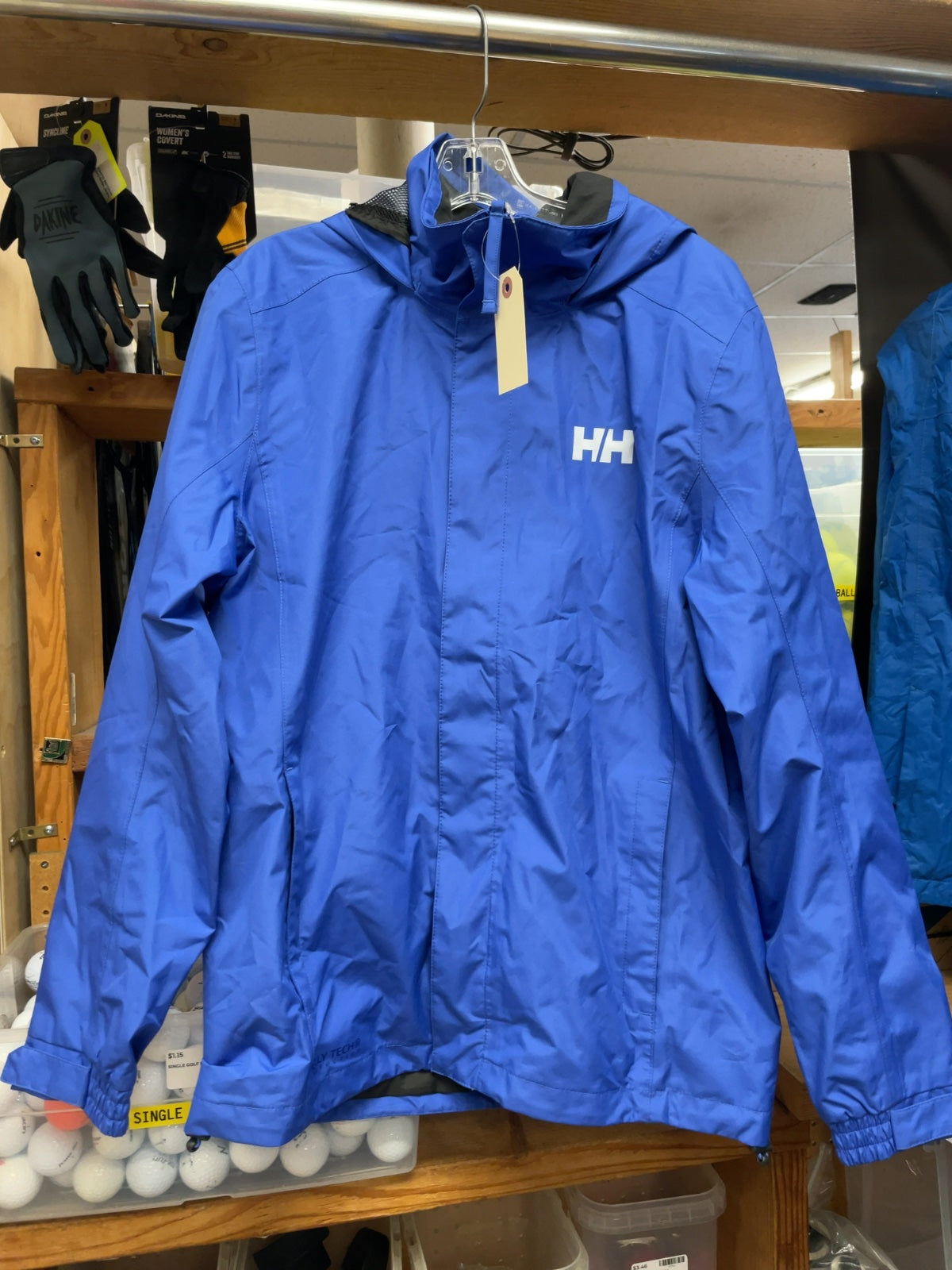 Helly Hansen Helly Tech Waterproof Hooded Rain Jacket Size Medium Blue